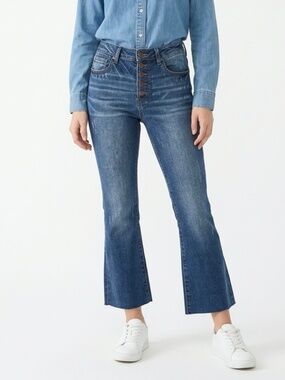 Risen • Sandra Button Fly Vintage Cropped Flare Jeans Size 11/30